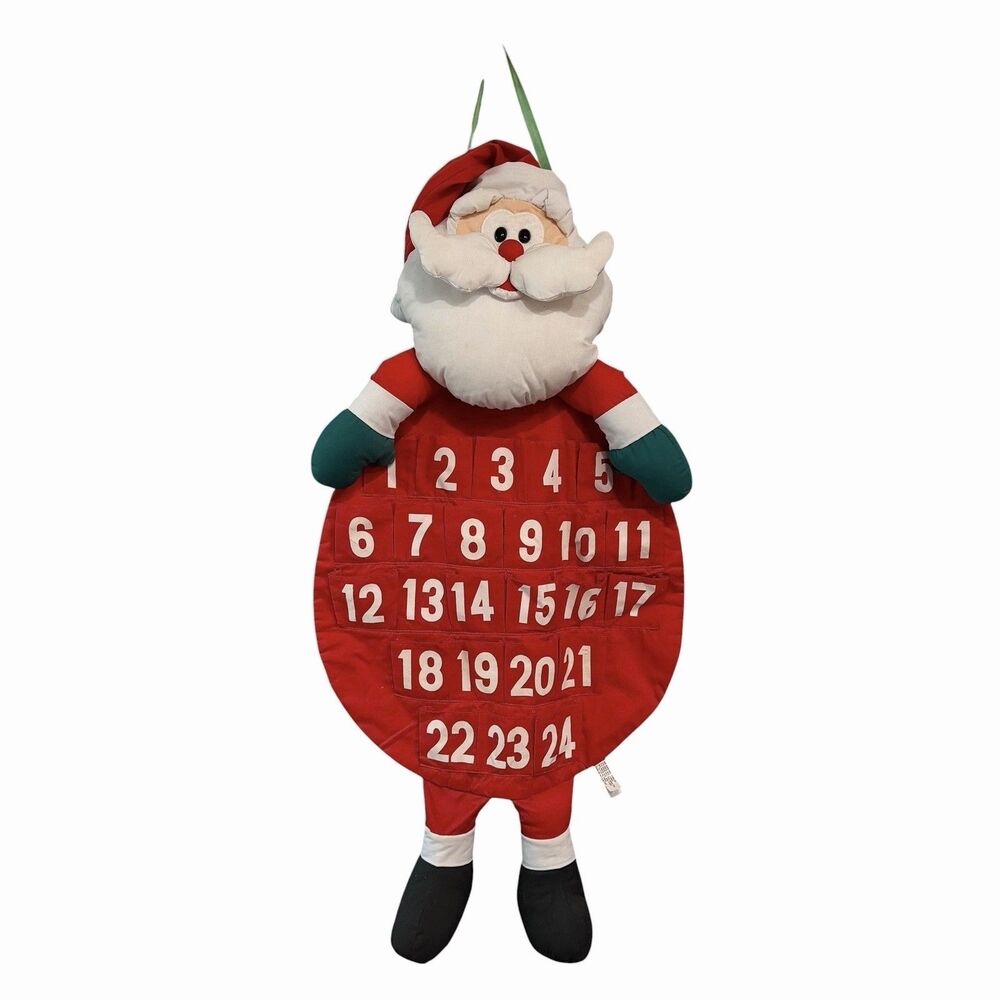 Vtg Tltoys Countdown to Christmas Santa Claus Advent Calendar Fabric TL Toys 93